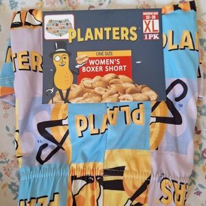 Planters Women's Boxer Shorts - Blue & Yellow Peanut Print